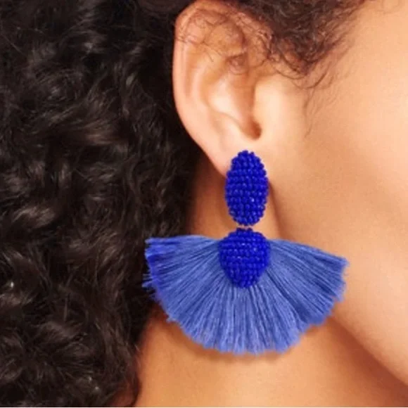 Stella & Dot | [Limited Edition]Vivid Beaded Blue Fringe Ashton Earrings… - Picture 2 of 10